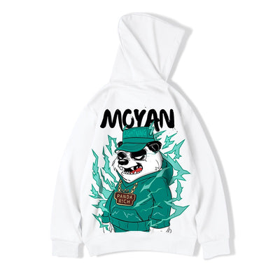 Moletom Com Capuz Estampa Panda Street Fashion-branco