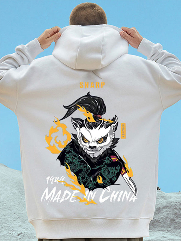 Moletom Canguru Com Estampa Panda Ninja- branco