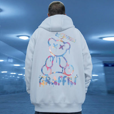 Moletom Canguru Com Estampa Urso Neom Derretendo - Branco