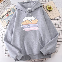 Moletom Canguru Unissex Cat Sleep All Day Long Cute