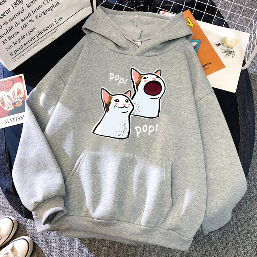 Moletom Canguru Com Estampa Pop Gatinho meme