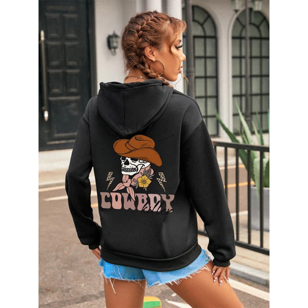 Moletom Com Capuz Estampa Cowboy Esqueleto
