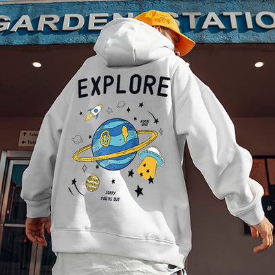 Moletom Canguru Explore Space - branco