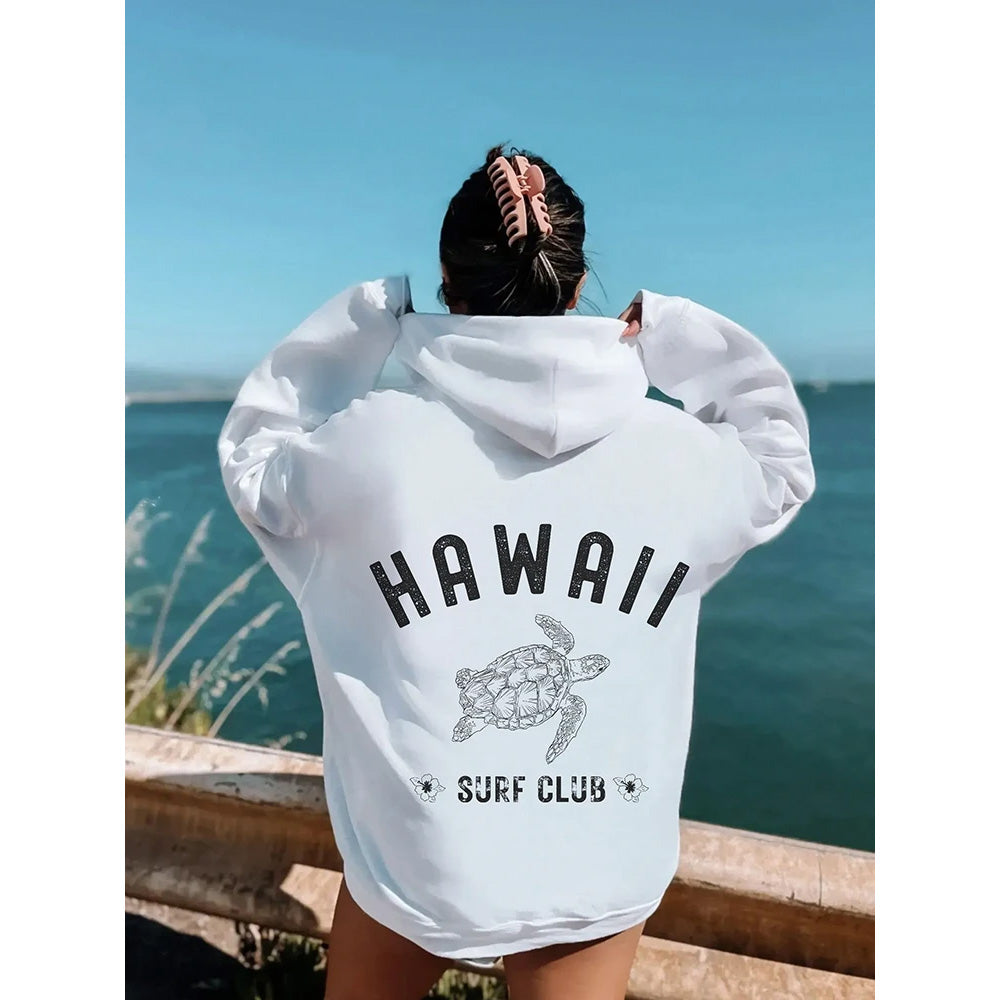 Moletom Com Capuz Estampa Hawaii Tartaruga