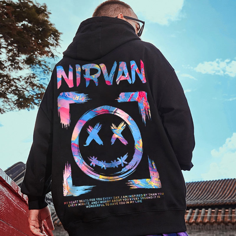 Moletom Canguru Nirvan Smile - preto
