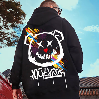 Moletom Canguru Com Estampa Urso Nuthink - Preto