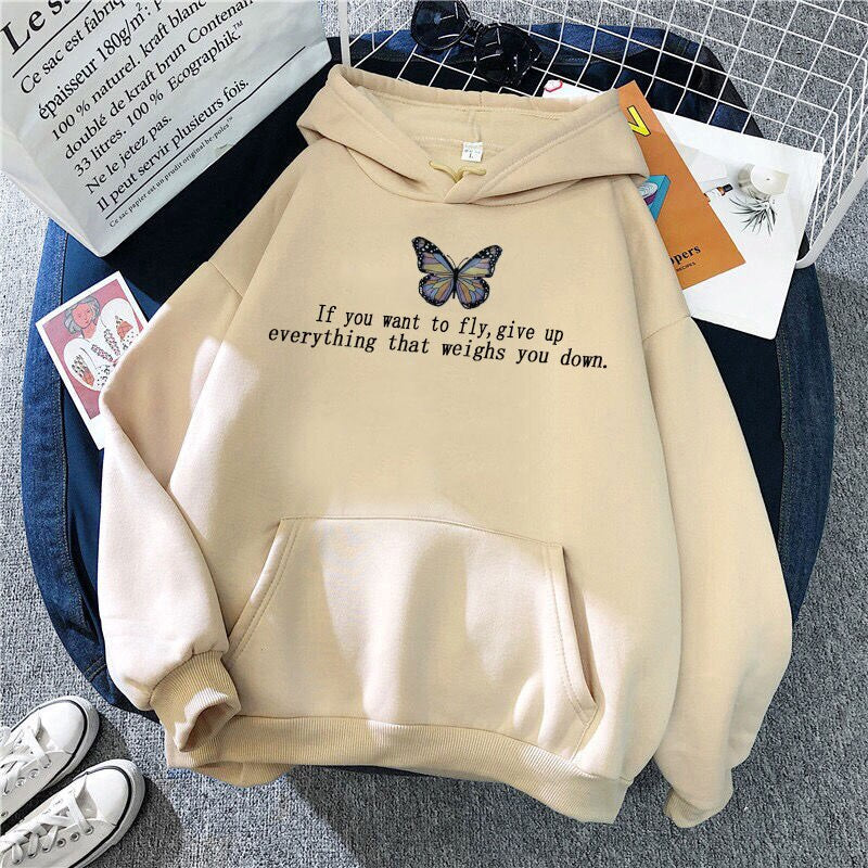 Moletom Canguru Unissex Butterfly If You Want to Fly Pérola