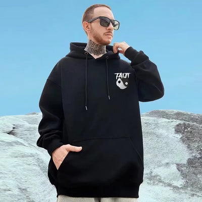 Moletom Canguru Com Estampa Ying Yang Taiji - Preto
