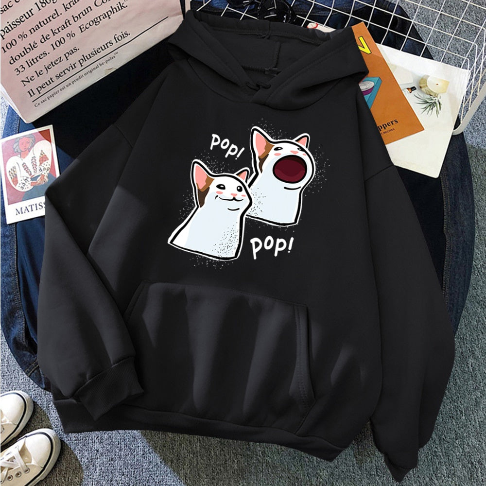Moletom Canguru Com Estampa Pop Gatinho Meme