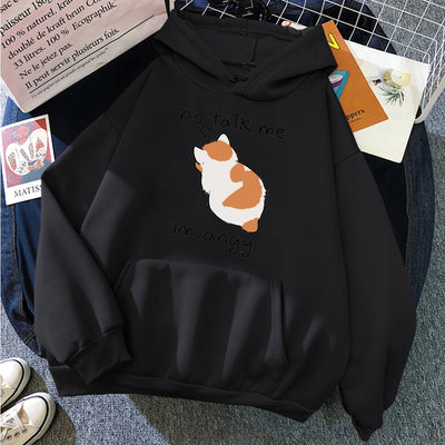 moletom canguru com estampa gatinho nervoso