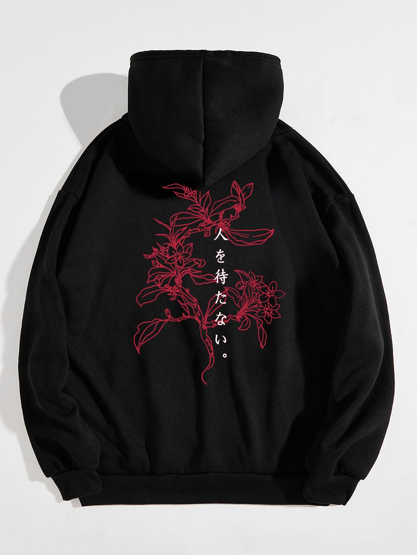 Moletom Canguru Red Flowers Japan - preto