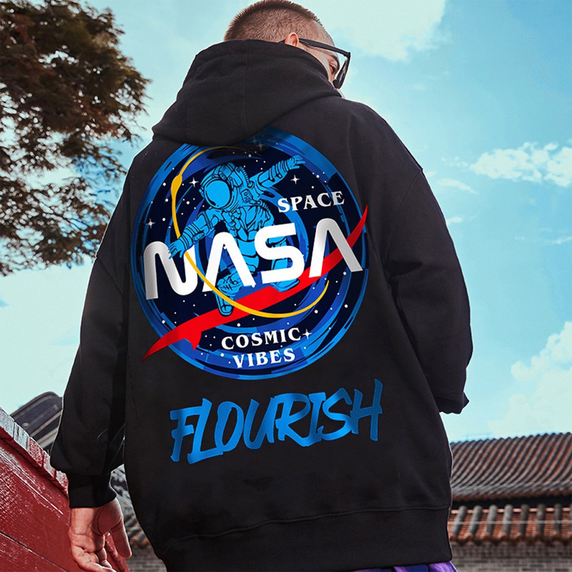 Moletom Canguru Space Nasa Cosmic Vibes - preto