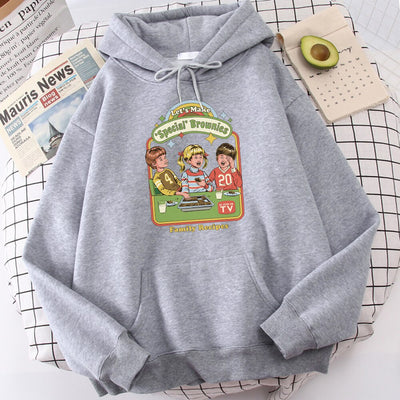 Moletom Canguru Unissex Let's Make Special Brownies Cartoon Cinza
