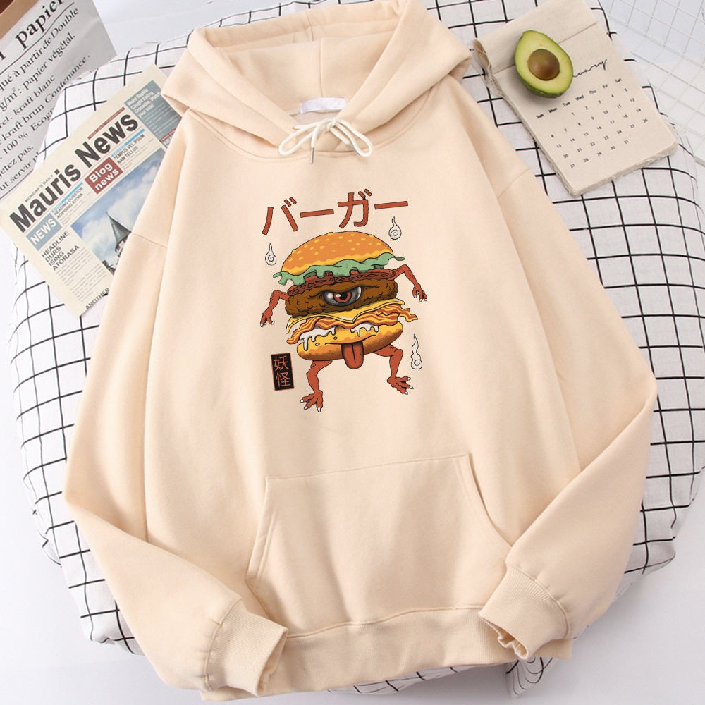 Moletom Canguru Unissex Monster Burger Food Cartoon Pérola