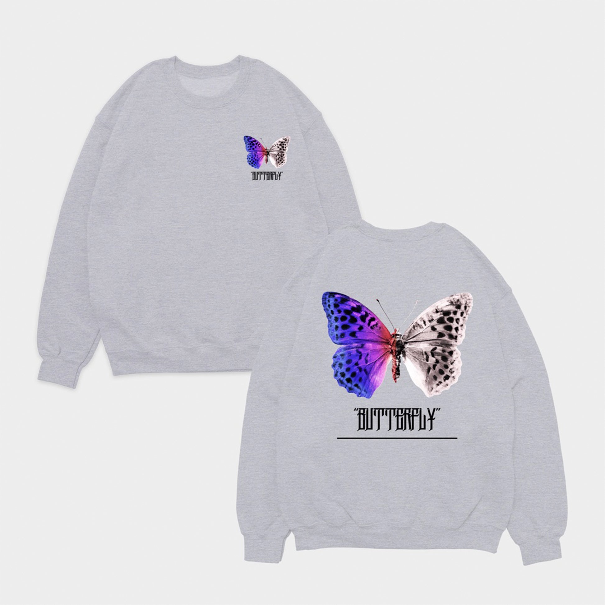 Moletom Gola Redonda Butterfly Cinza