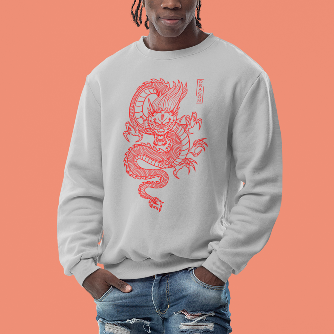 Moletom Gola Redonda Unissex Red Dragon - Cinza