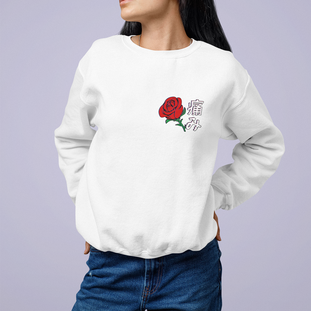 Moletom Gola Redonda Unissex Rosa Japonesa - branco