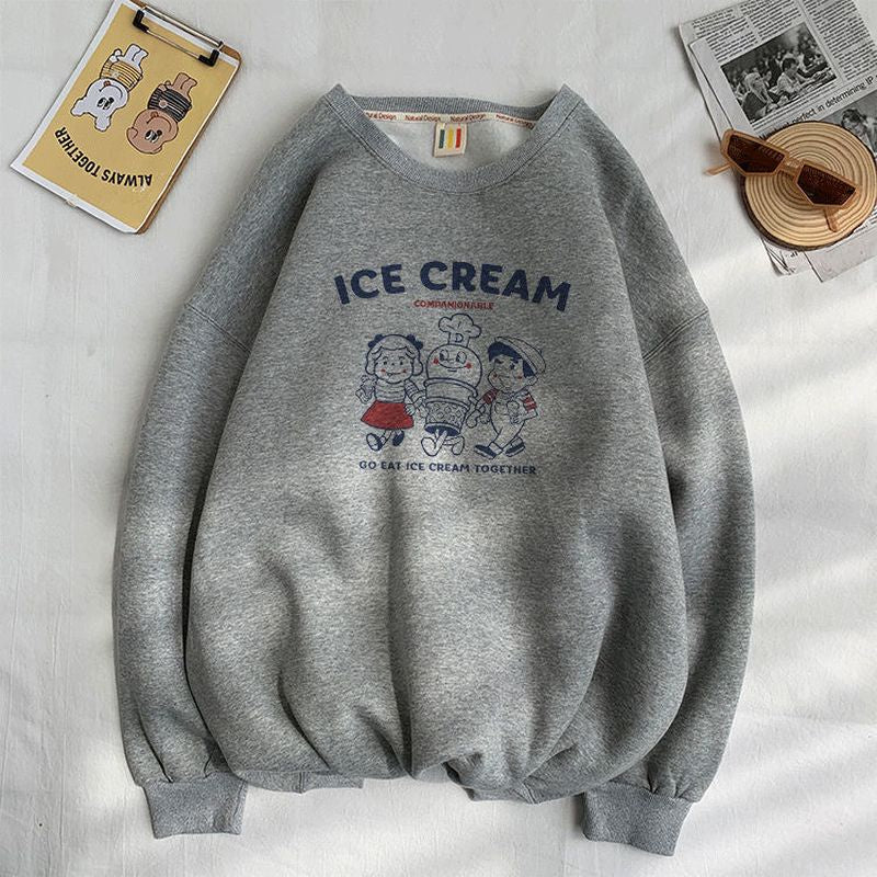 Moletom Gola Redonda Com Estampa Crianças E Sorvete