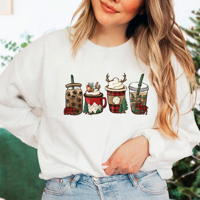 Moletom Gola Redonda Com Estampa Bebidas Natal