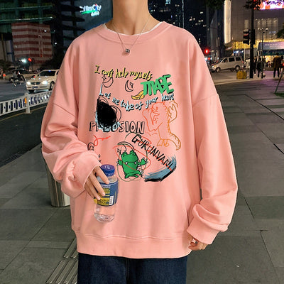 Moletom Gola Redonda Com Estampa Desenho De Criança Dinossauro