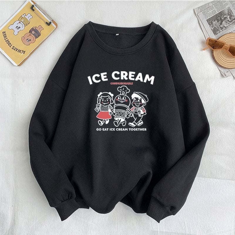 Moletom Gola Redonda Com Estampa Crianças E Sorvete