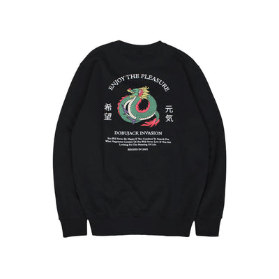 Moletom Gola Redonda Raijin Dragon - Preto