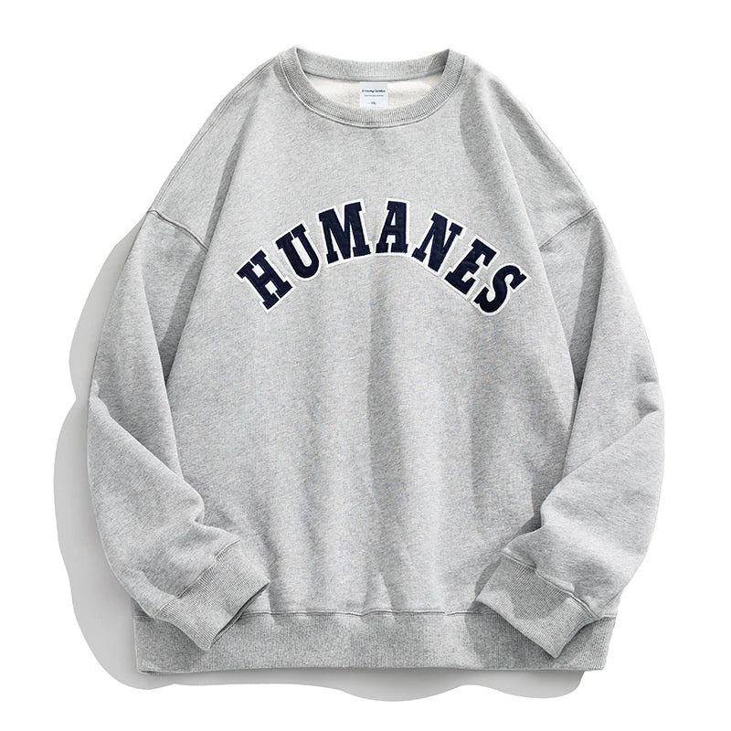 Moletom Gola Redonda Streetwear Vintage Basico Humanes cinza