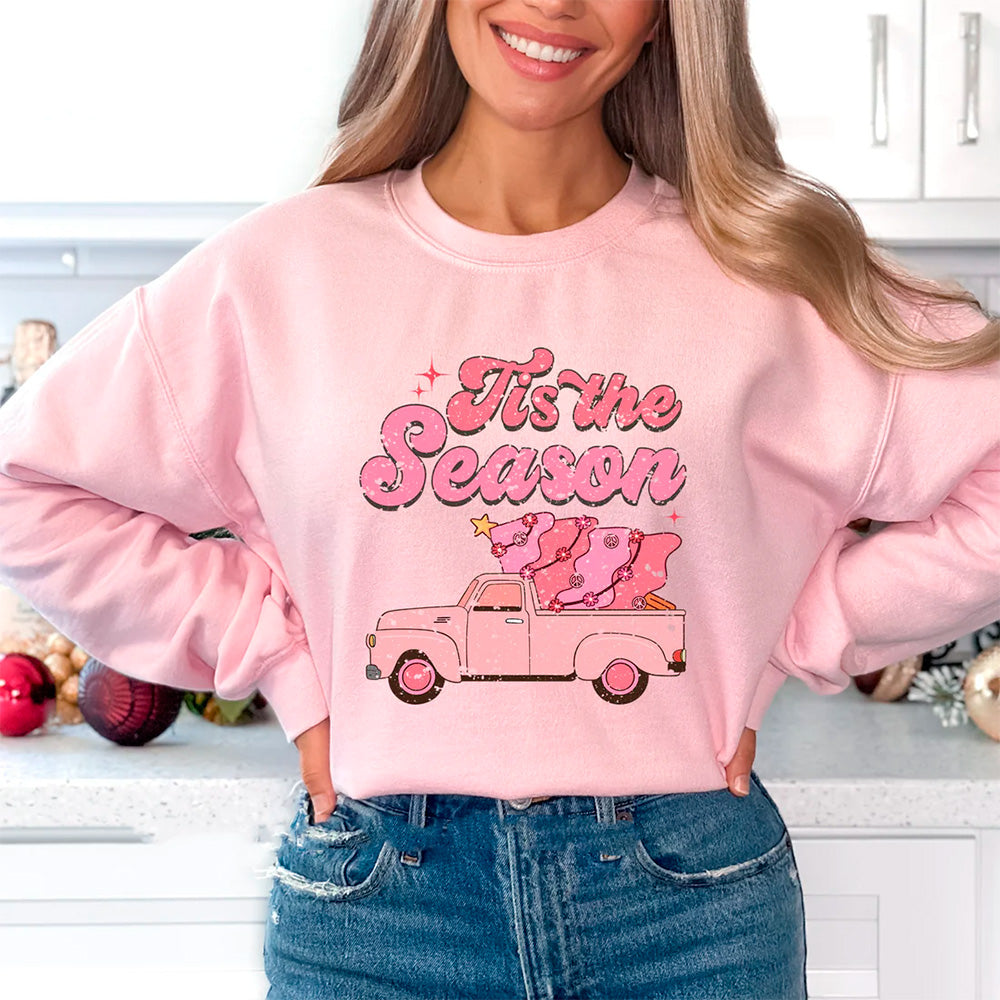 Moletom Com Gola Redonda Caminhão Rosa