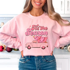 Moletom Gola Redonda Tis The Season Pink Christmas