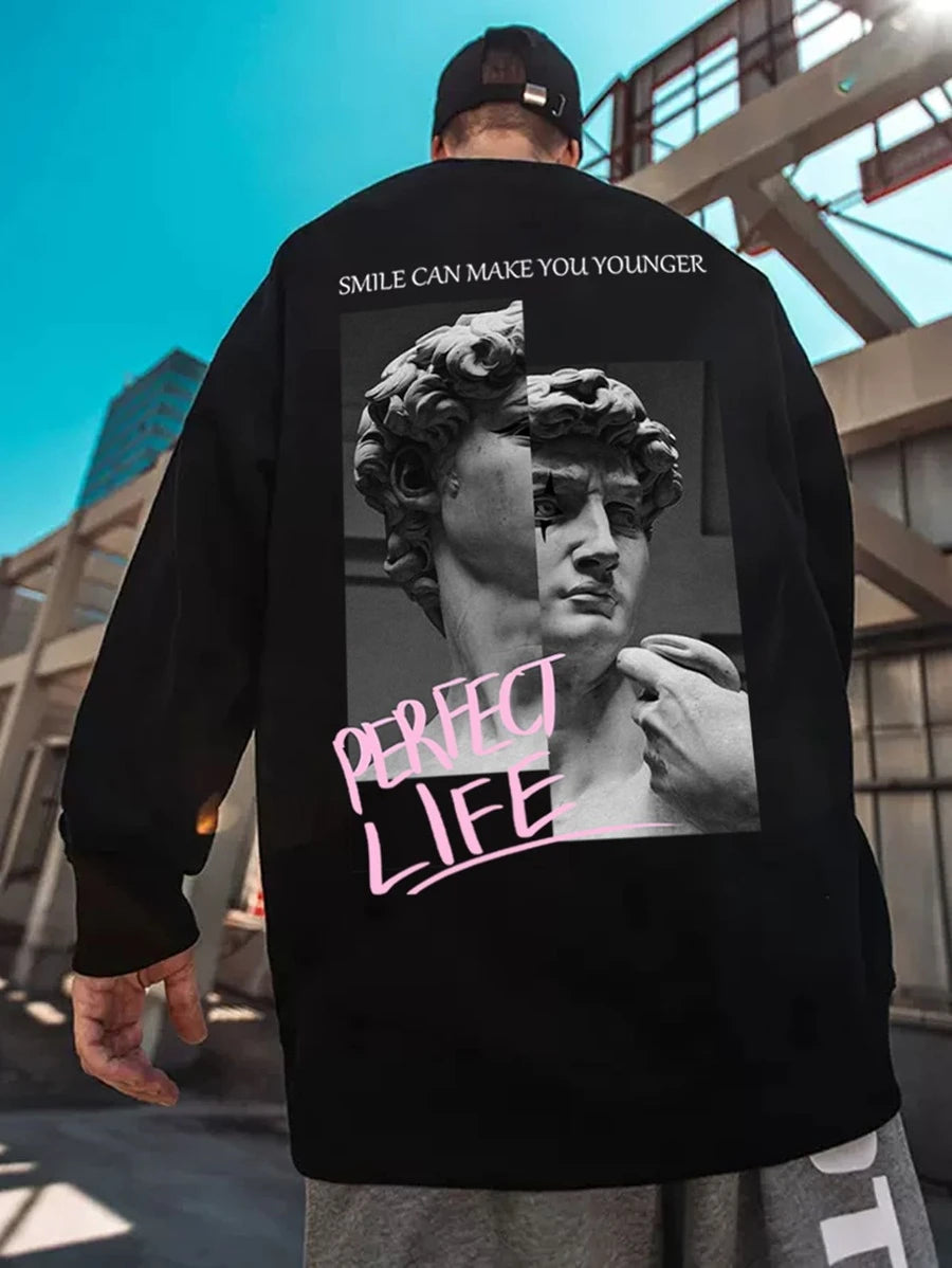 moletom masculino com estampa estatua