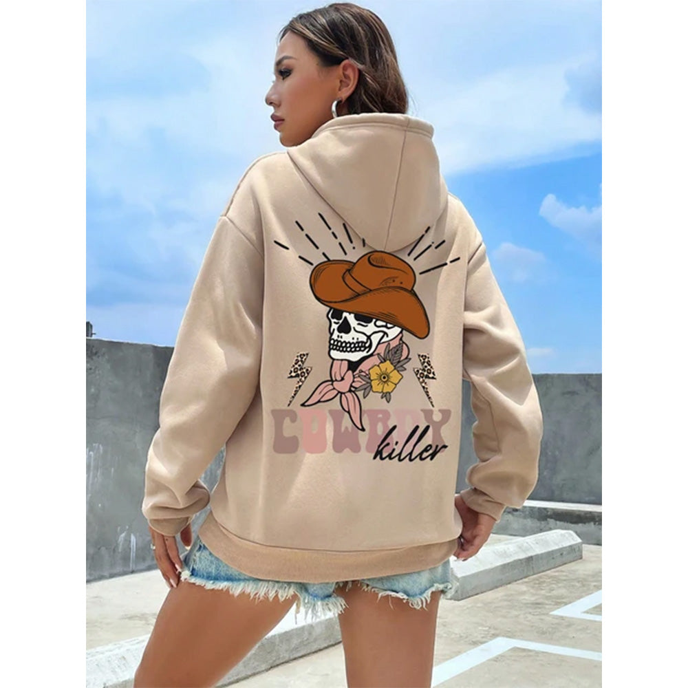 Moletom Com Capuz Estampa Esqueleto Cowboy