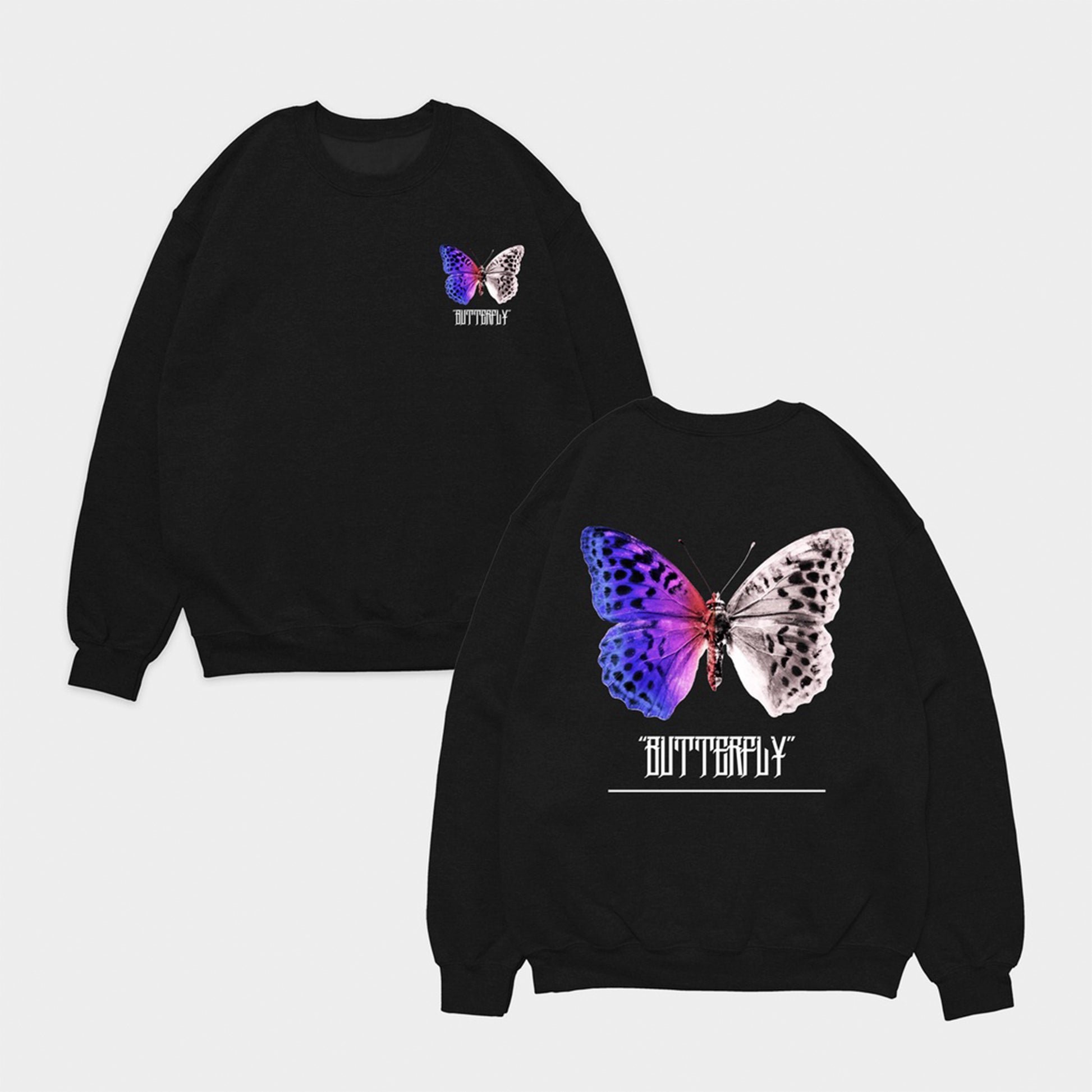 Moletom Gola Redonda Butterfly Preto