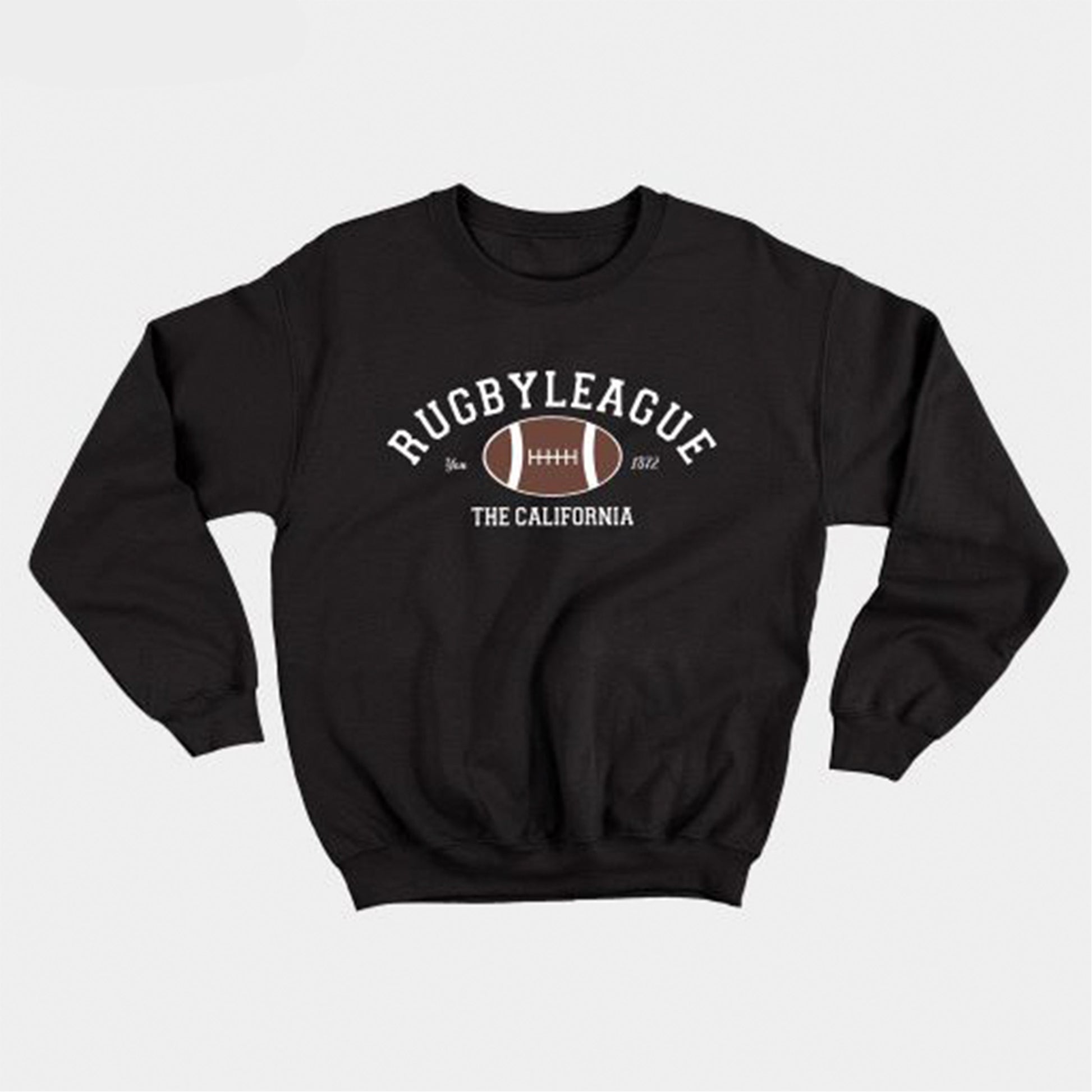 moletom gola redonda com estampa time de rugby