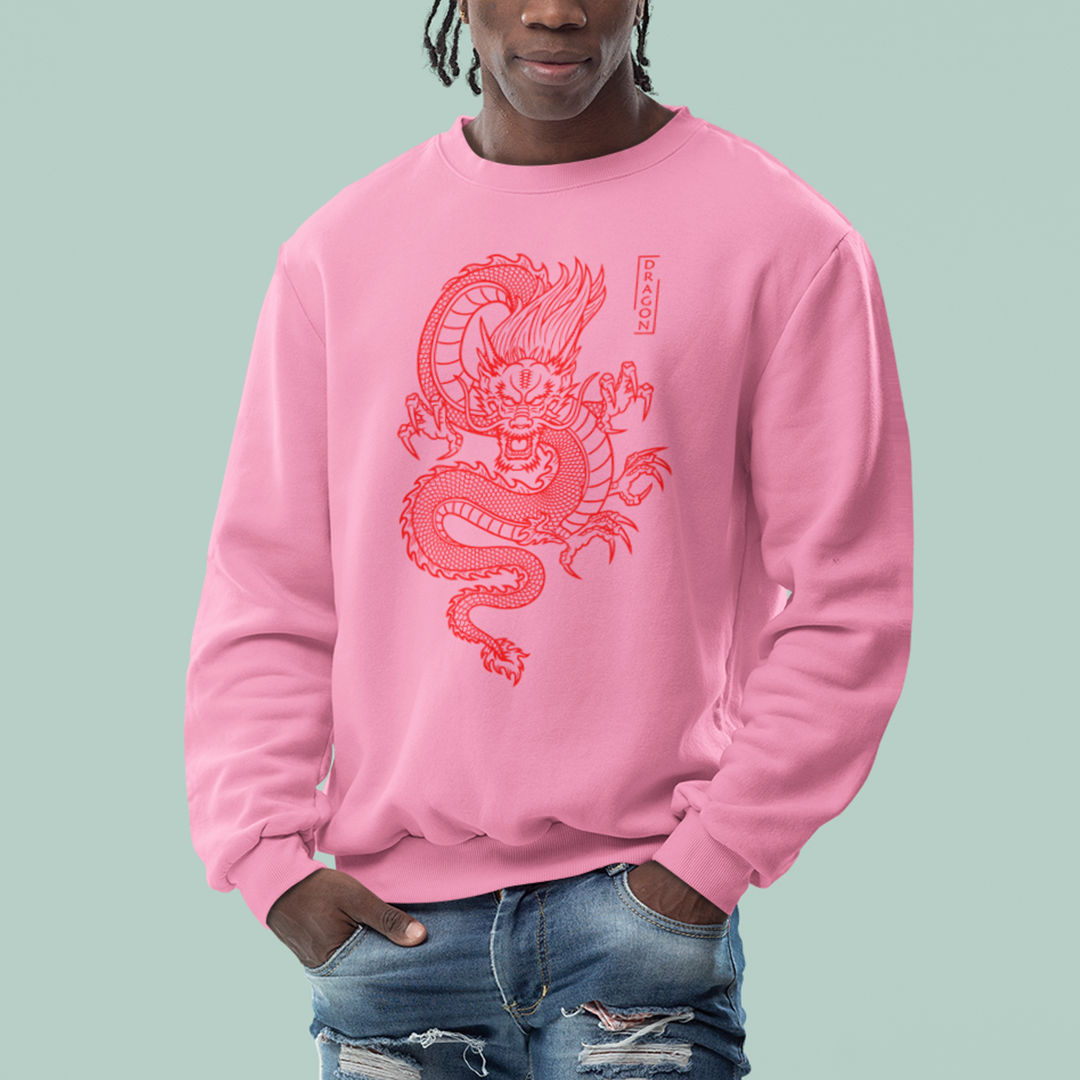 Moletom Gola Redonda Unissex Red Dragon - Rosa Bebê