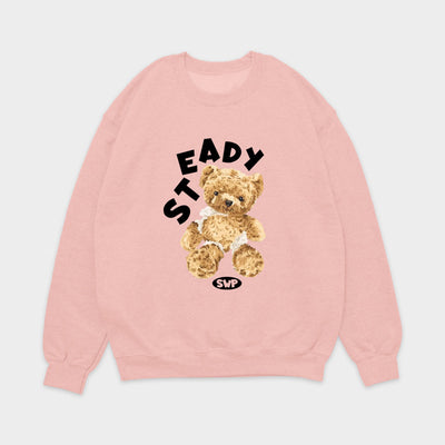 moletom gola redonda com estampa steady bear - Rosa Bebê